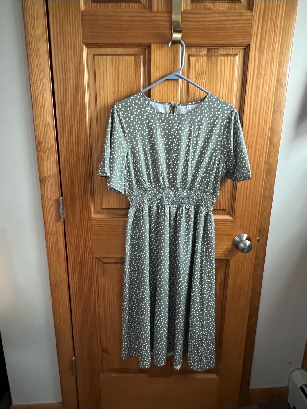 Olive Green Polka Dot Midi Dress - Classic Women's Style